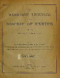 Marriage Licenses of the Diocese of Exeter Frontispiece